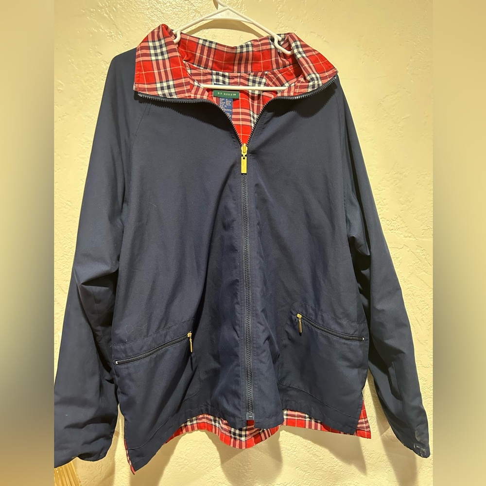 Country‎ Club by Kuret navy blue with red plaid lining jacket/coat size xl